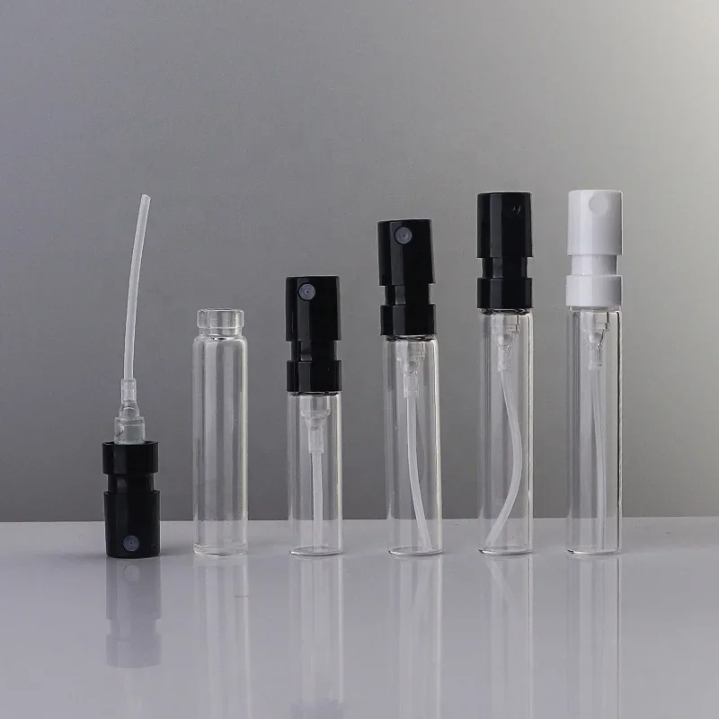 1 / 1.5 / 2 / 2.5 ml Clear sample spray vial with black pump