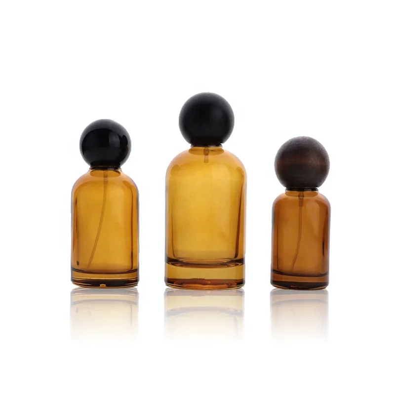 30 / 50 / 100 ml Rounded cylindrical perfume bottle with black cap